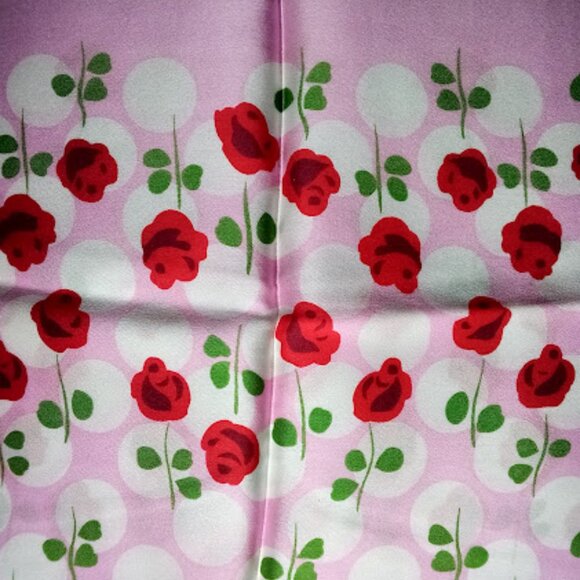 Sweet Silk Square Scarf with Red Roses - Picture 2 of 3